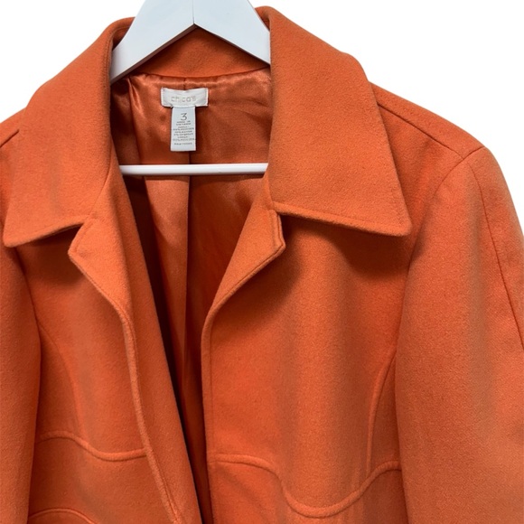 Chicos Women's Orange Fleece Blazer Jacket Size 3 (14/16) XL Career Business - Picture 4 of 10